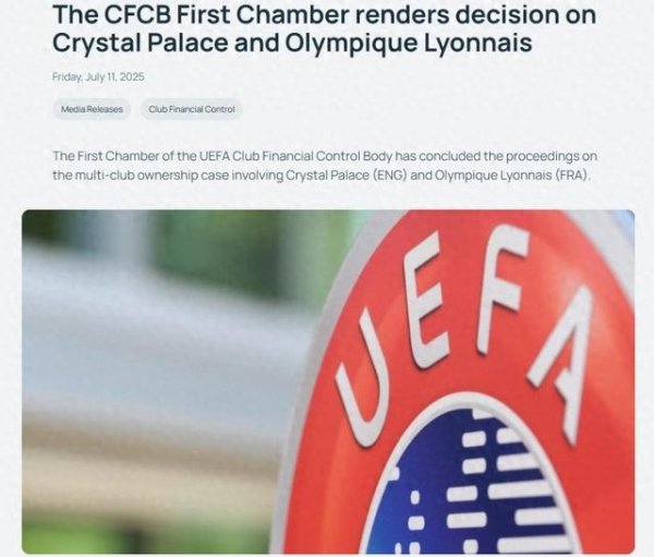 Chính thức của UEFA: Crystal Palace đã bị từ chối trình độ UEFA Cup và sẽ bị xuống hạng để tham gia Liên đoàn UEFA